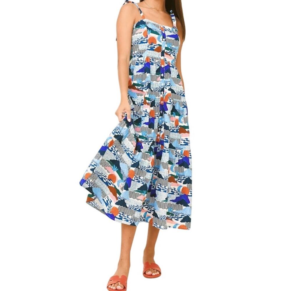 Oliphant Tie Strap Pacifica Midi Dress Size XS